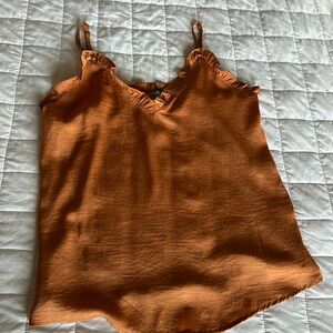 Wishlist Orange Ruffle Trim Cami Top